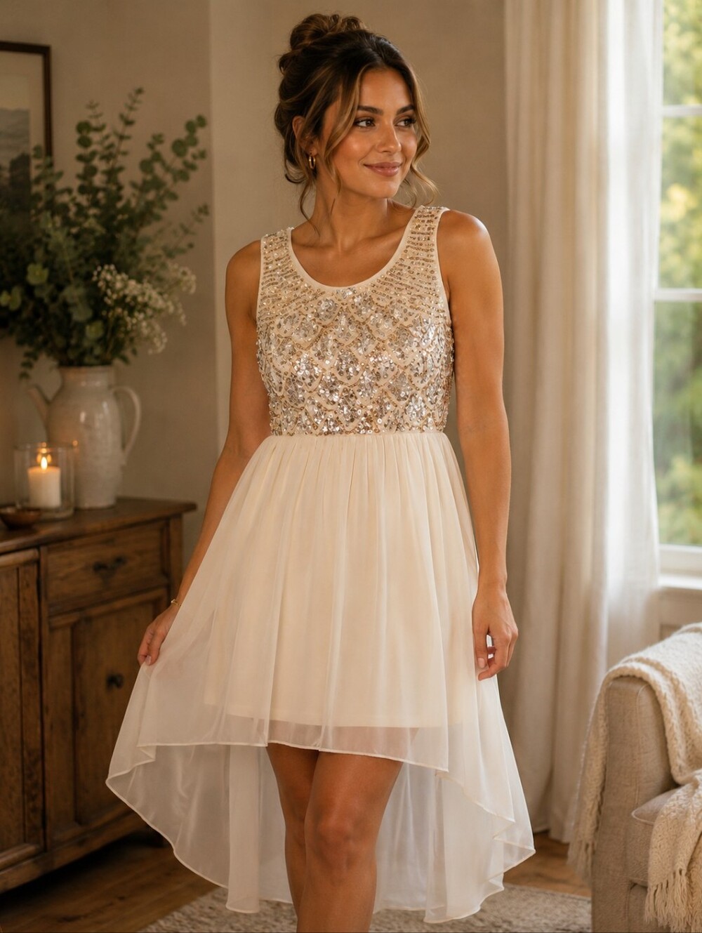 Women's Medium sequins High-low Dress